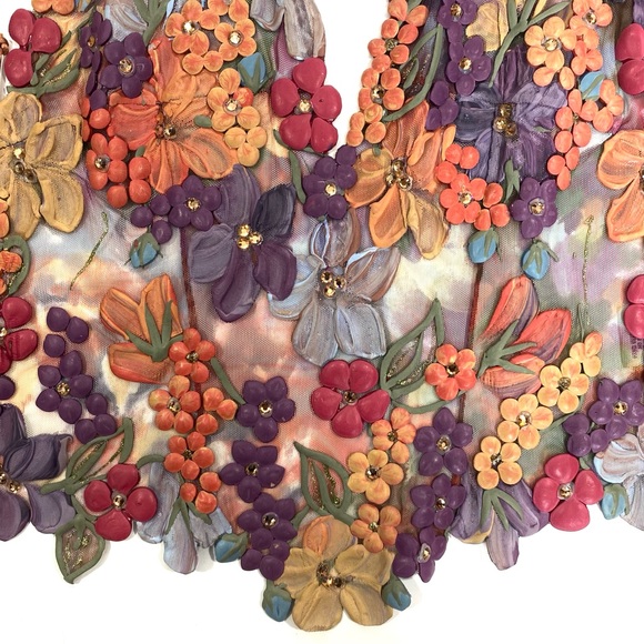 Ema Savahl Swarovski Crystals Flower Halter Tie Back Top - Picture 8 of 12